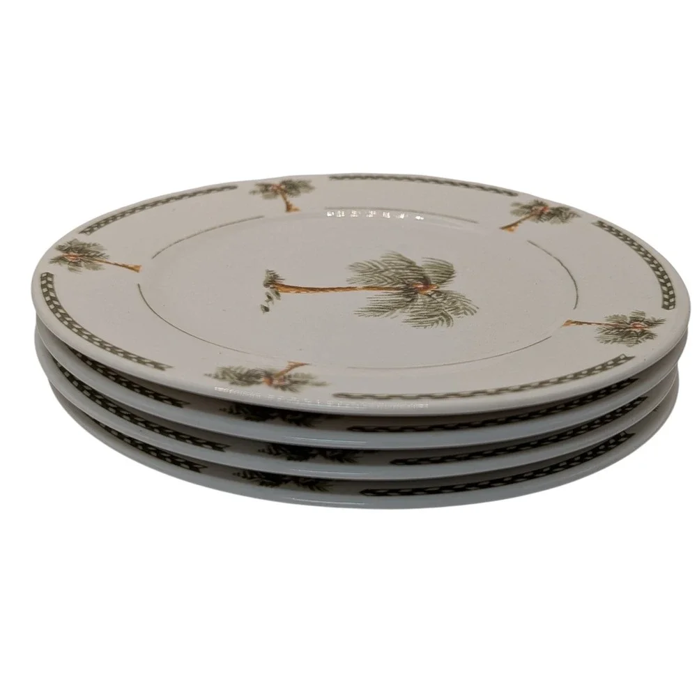 Gibson Dessert Salad Plate‎ Palm Tree Bahama Bay Tropical Vintage Set of Four